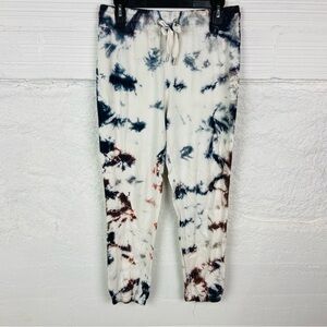 C&C CALIFORNIA White & gray cotton Tie-Dye Track jogger comfy lounge Pants SZ S